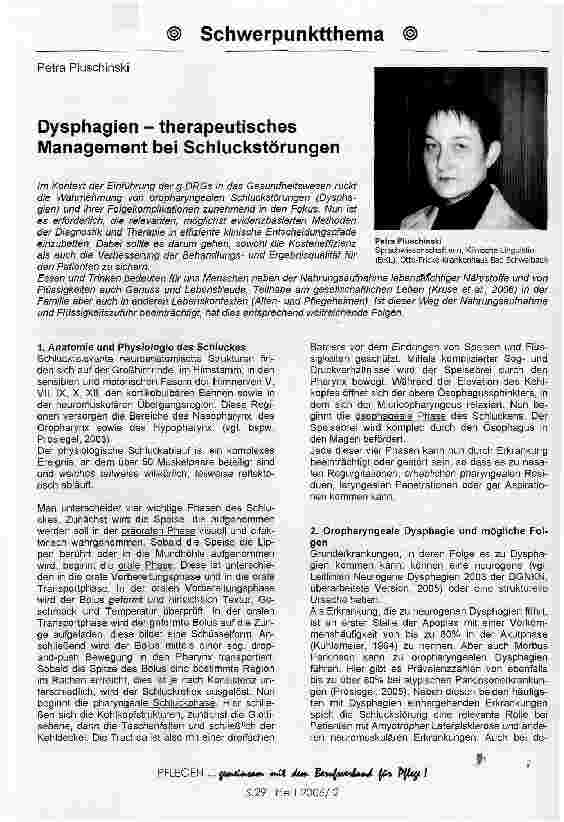 Vorschauseite 1: Dysphagien - therapeutisches Management bei Schluckstörungen