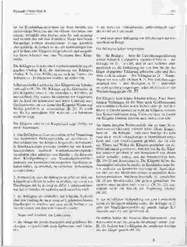 Vorschauseite 3: Der unautorisierte Erwerb und Weitervertrieb von sog. Klinikpackungen durch den Pharmahandel verstößt nicht gegen § 14 Abs. 4-5 ApG