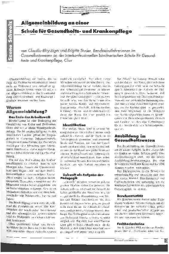 Vorschauseite 1: Allgemeinbildung an einer Schule für Gesundheits-und Krankenpflege