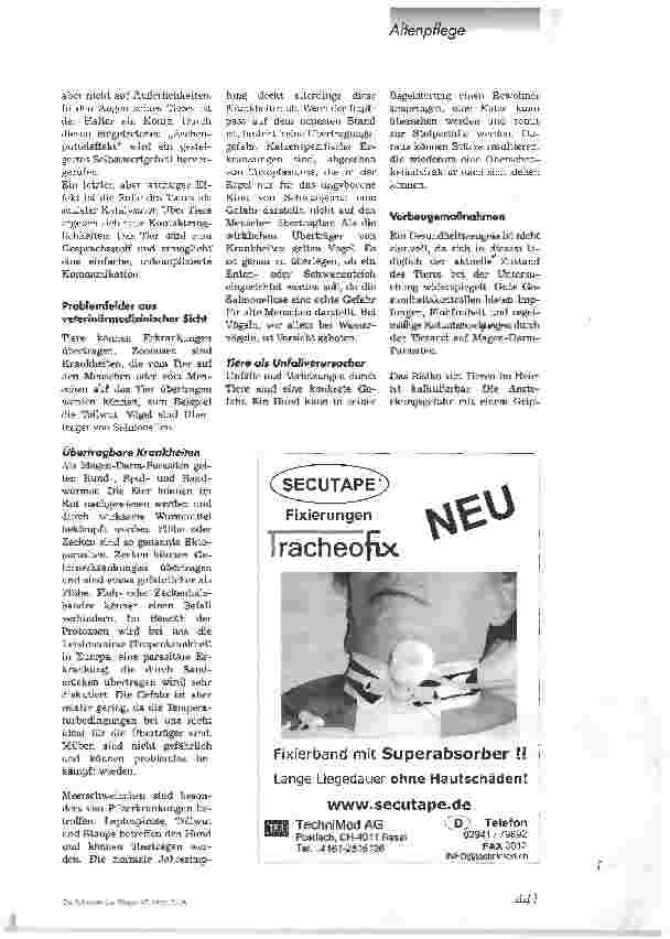 Vorschauseite 4: Türöffner zur SeeleWenn alte Menschen das Gefühl haben, dass sie allein sind und sich andere Personen von ihnen distanzieren, kann der Kontakt zu Tieren eine wichtige Bedeutung ha…