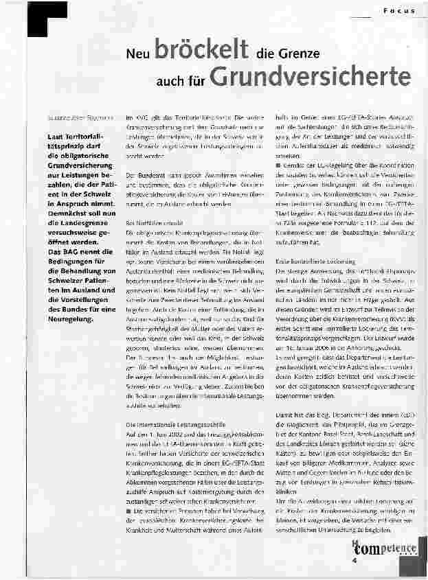 Vorschauseite 1: Neu bröckelt die Grenze auch für Grundversicherte Grundversicherte