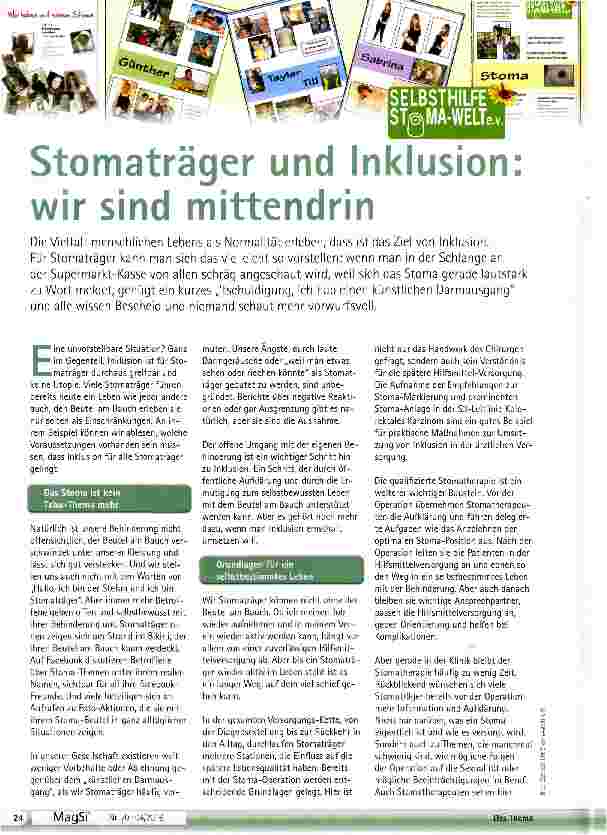 Vorschauseite 1: Stomaträger und Inklusion: wir sind mittendrin