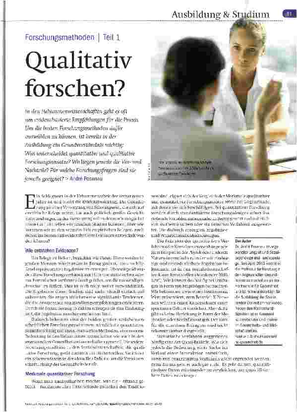 Vorschauseite 1: Forschungsmethoden Teil 1 Qualitativ forschen?