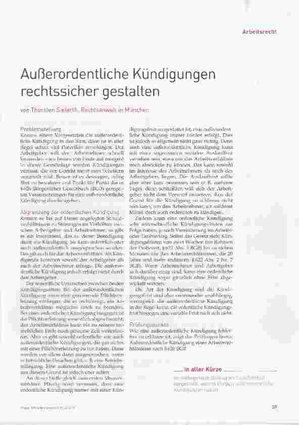Vorschauseite 1: Außerordentliche Kündigungen rechtssicher gestalten