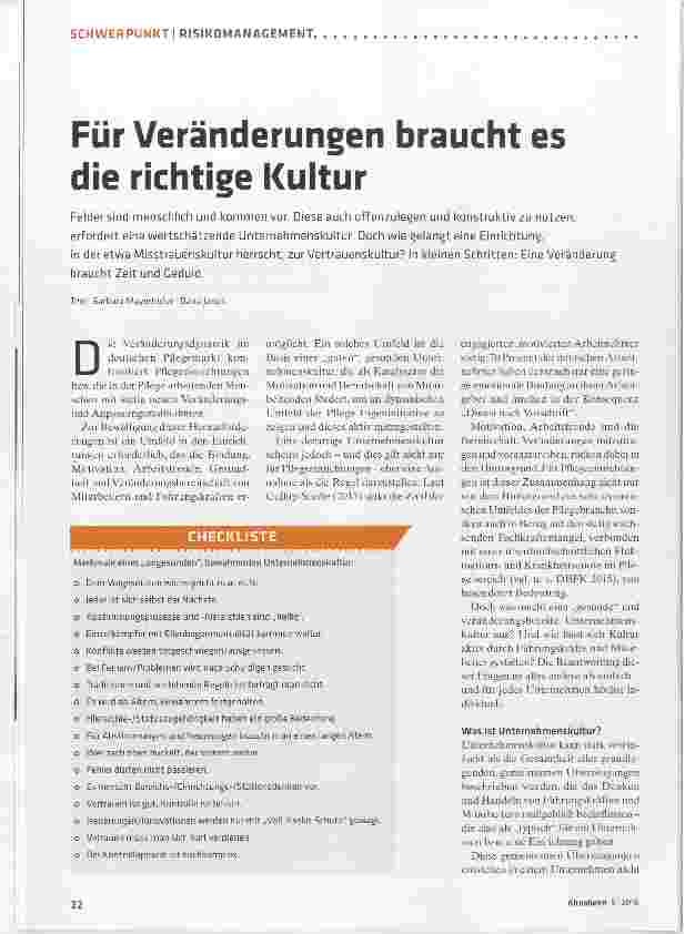 Vorschauseite 1: Für Veränderungen braucht es die richtige Kultur