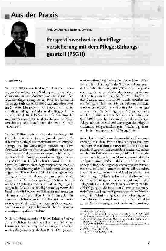Vorschauseite 1: Perspektivwechsel in der Pflegeversicherung mit dem Pflegestärkungsgesetz II (PSG II)