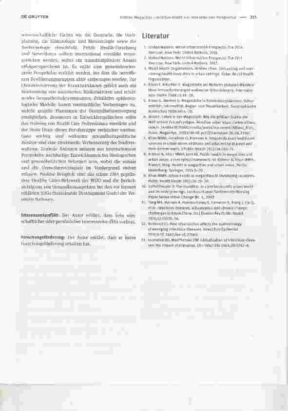 Vorschauseite 3: Megadties und Urban Health aus internationaler Perspektive