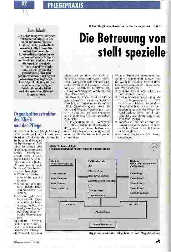 Vorschauseite 1: Die Betreuung von Patienten mit Tumoren stellt spezielle Anforderungen Ein Pflegekonzept wird in die Praxis umgesetzt - Teil 1