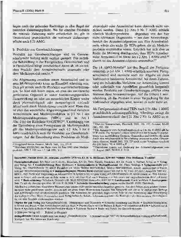 Vorschauseite 4: Tissue Engineering - die Normierung eines neuen Bereichsdes Arzneimittelrechts