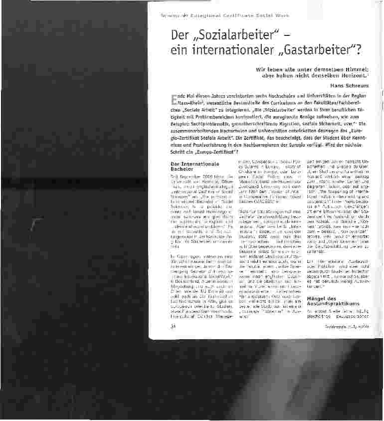 Vorschauseite 1: Der Sozialarbeiter -ein internationaler Gastarbeiter?