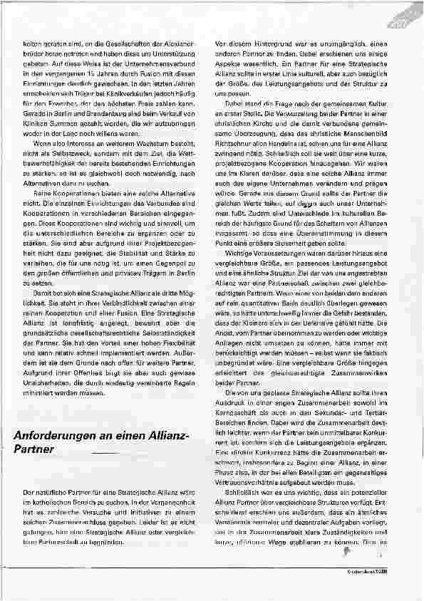 Vorschauseite 2: Werte - Leistung - ZukunftDie Strategische Allianz zwischen dem Verein zur Errichtung evangelischer Krankenhäuser und den Gesellschaften der Alexianerbrüder