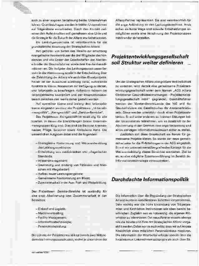 Vorschauseite 5: Werte - Leistung - ZukunftDie Strategische Allianz zwischen dem Verein zur Errichtung evangelischer Krankenhäuser und den Gesellschaften der Alexianerbrüder