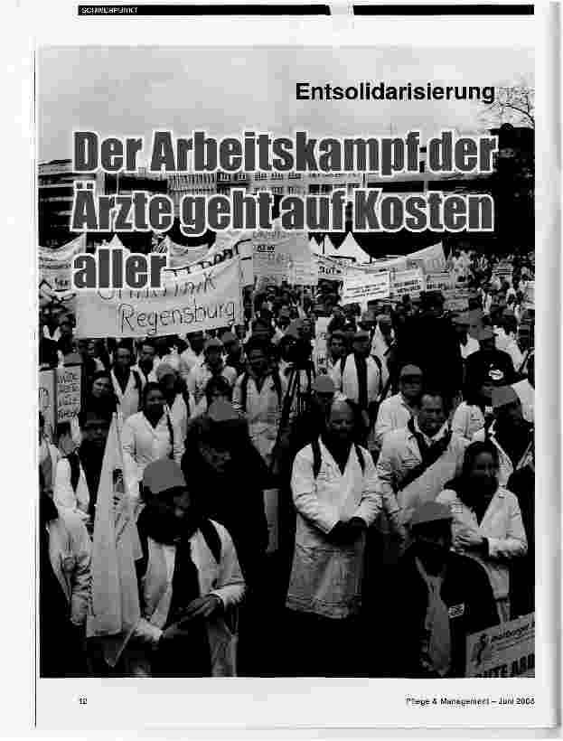Vorschauseite 1: EntsolidarisierungDer Arbeitskampf der Ärzte geht auf Kosten aller