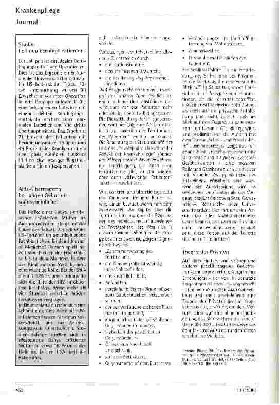 Vorschauseite 2: Zugang zur Privatsphäre der Patienten - Privileg oder Aggression? Die Bedeutung des Territoriums in der Pflege