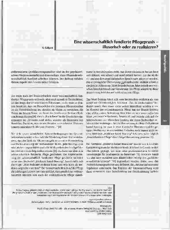 Vorschauseite 1: Eine wissenschaftlich fundierte Pflegepraxis illusorisch oder zu realisieren?
