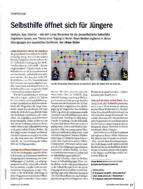 Vorschauseite 1: Selbsthilfe öffnet sich für Jüngere