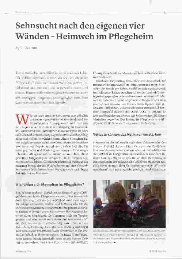 Vorschauseite 1: Sehnsucht nach den eigenen vier Wänden Heimweh im Pflegeheim