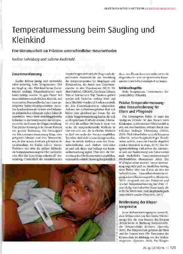 Vorschauseite 1: Temperaturmessung beim Säugling und Kleinkind
