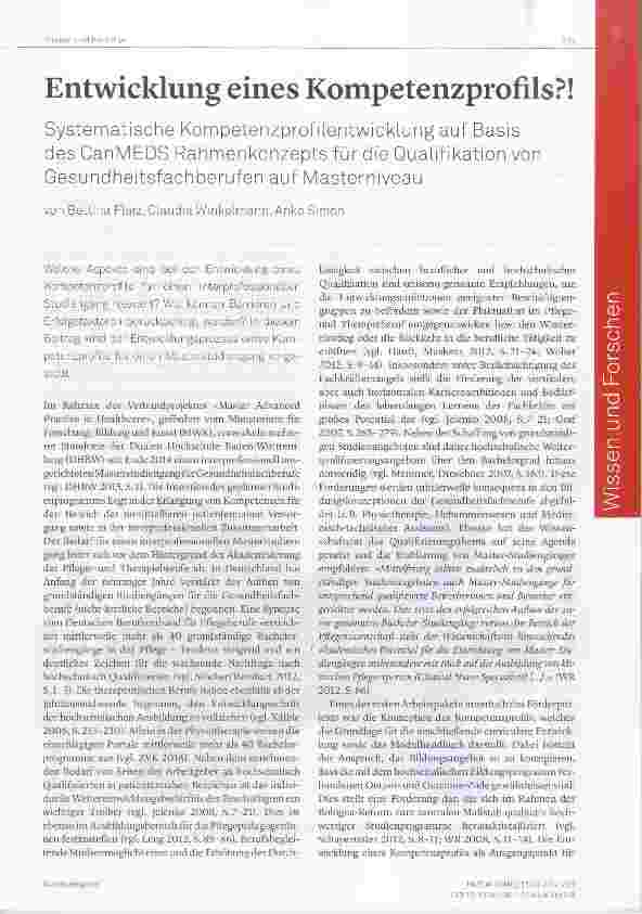 Vorschauseite 1: Entwicklung eines Kompetenzprofils?!