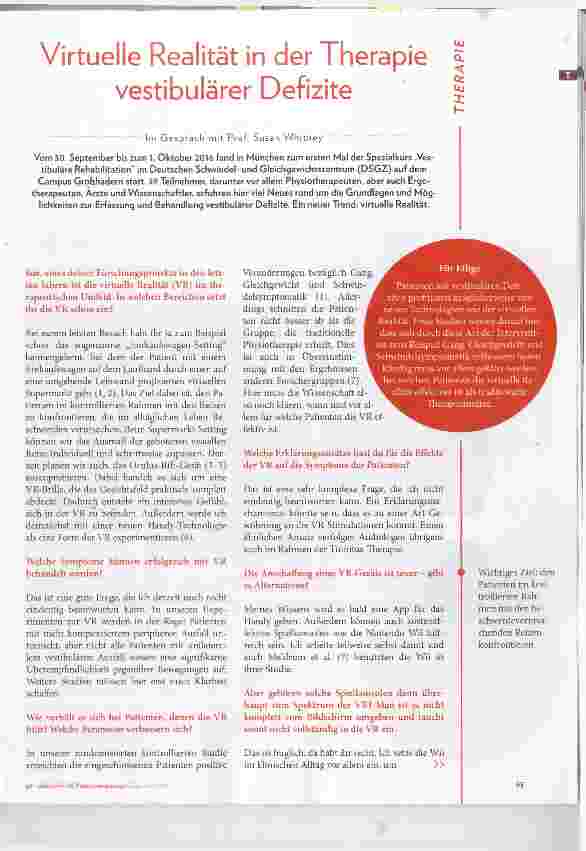 Vorschauseite 2: Virtuelle Realität in der Therapie vestibulärer Defizite