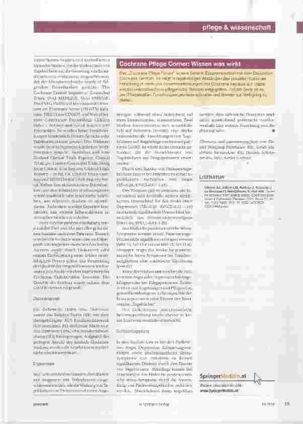 Vorschauseite 2: Cochrane Pflege Forum Tagebücher zur Genesung von schweren Erkrankungen