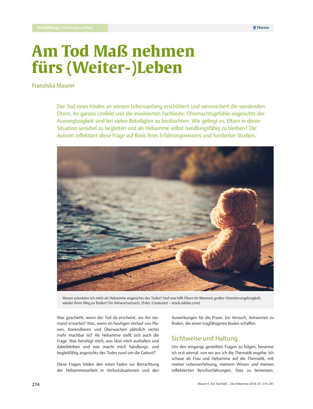 Vorschauseite 1: Am Tod Maß nehmen fürs (Weiter-)Leben