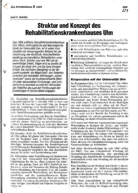 Vorschauseite 1: Struktur und Konzept des Rehabilitationskrankenhauses Ulm