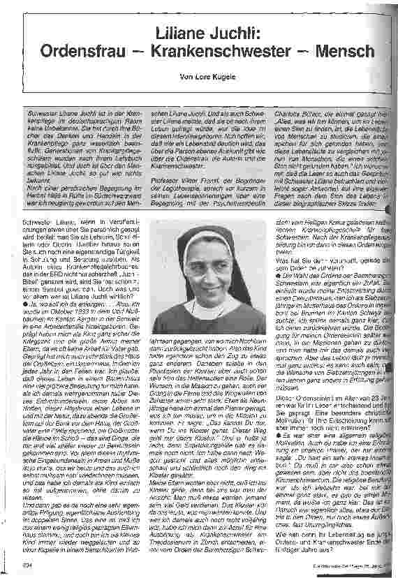 Vorschauseite 1: Liliane Juchli: Ordensfrau - Krankenschwester - Mensch