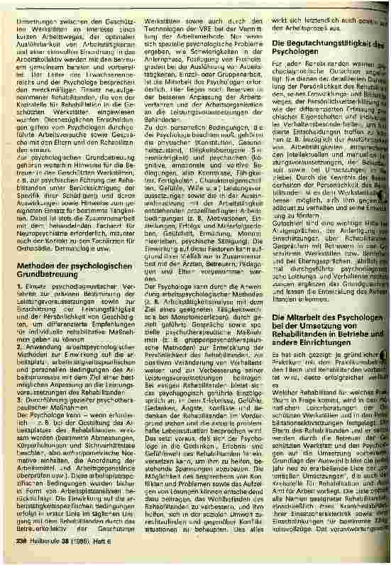 Vorschauseite 2: Die Arbeit des Psychologen bei geistig geschädigten Erwachsenen