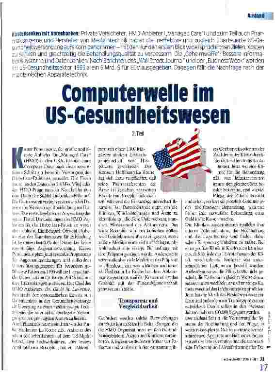 Vorschauseite 1: Computerwelle im US-Gesundheitswesen