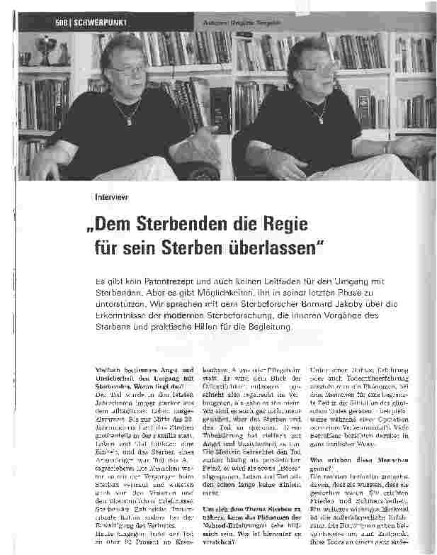 Vorschauseite 1: Dem Sterbenden die Regie für sein Sterben überlassen