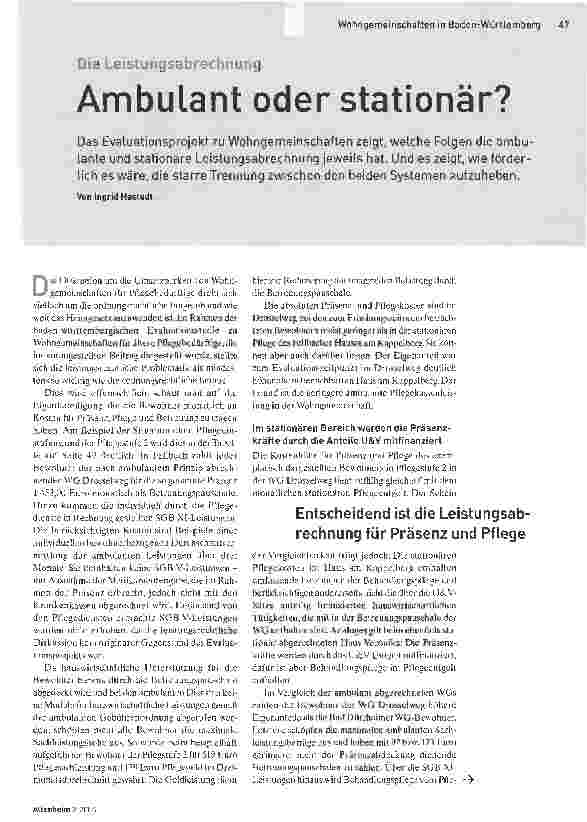 Vorschauseite 1: Die LeistungsabrechnungAmbulant oder stationär?