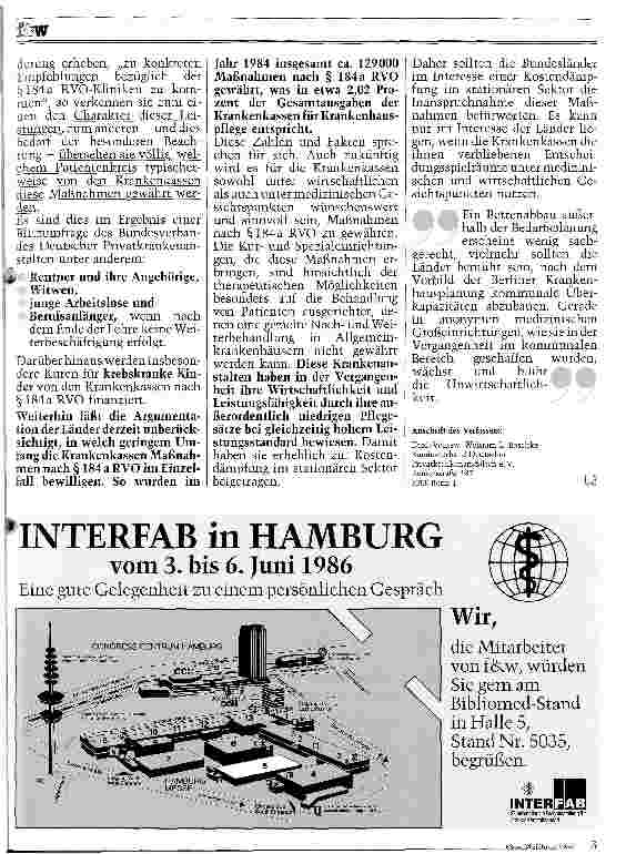 Vorschauseite 2: Aus der Sicht der Privatkrankenanstalten: Paragraph 184 a RVO Behandlung in Kurund Spezialeinrichtungen