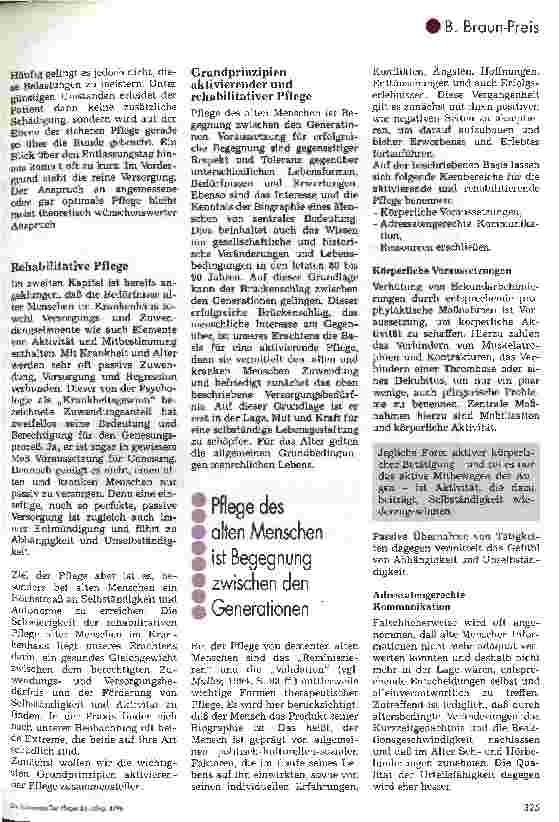 Vorschauseite 5: Braun-Preis 95 Der betagte Mensch im Krankenhaus 2. Platz für Krankenund Kinderkrankenpflegeschulen