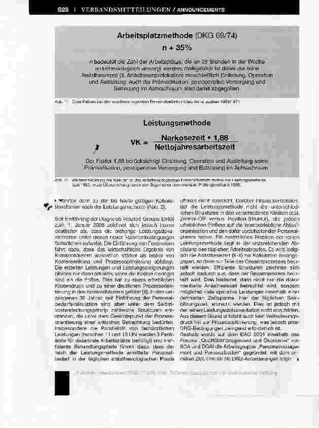 Vorschauseite 2: Grundlagen der anästhesiologischen Personalbedarfsplanung im DRG-Zeitalter