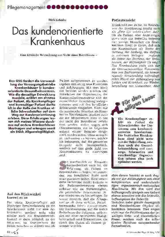 Vorschauseite 1: Das kundenorientierte Krankenhaus Eine kritische Betrachtung aus Sicht eines Betroffenen