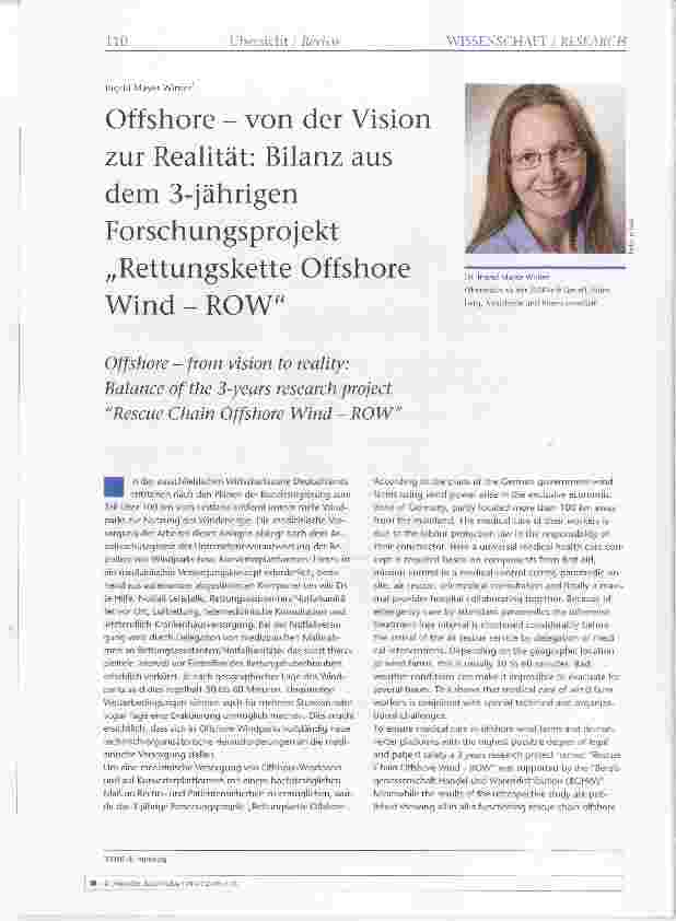 Vorschauseite 1: Offshore von der Vision zur Realität: Bilanz aus dem 3-jährigen Forschungsprojekt „Rettungskette Offshore Wind - ROW