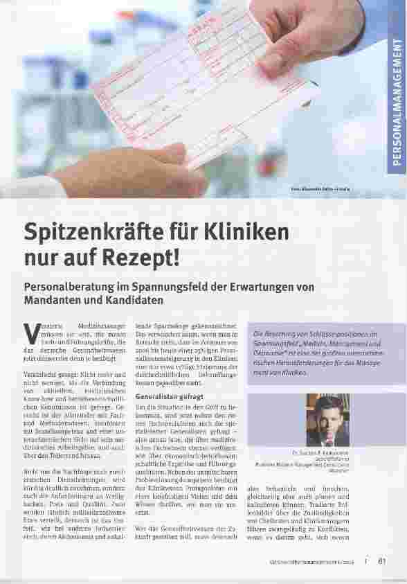 Vorschauseite 1: Spitzenkräfte für Kliniken nur auf Rezept!
