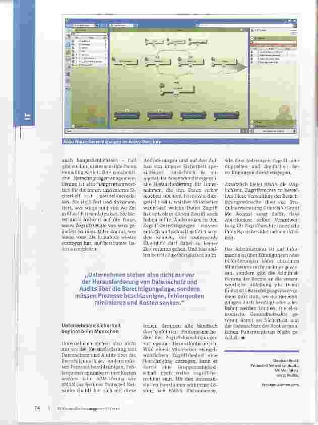 Vorschauseite 3: Sicher vernetzt E-Health-Gesetz macht ein gesundes Berechtigungsmanagement nötig