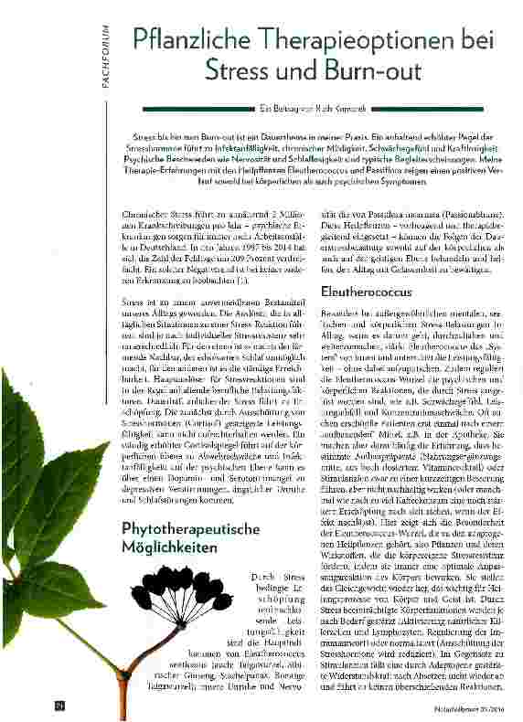Vorschauseite 1: Pflanzliche Therapieoptionen bei Stress und Burn-out