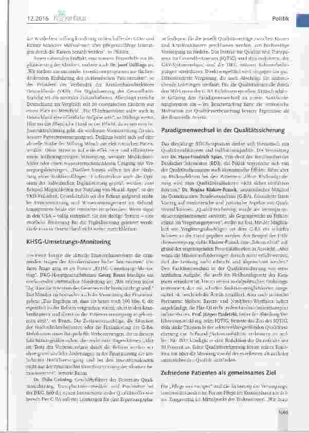 Vorschauseite 4: 39. Deutscher Krankenhaustag Umsetzung des KHSG: ein dickes Brett