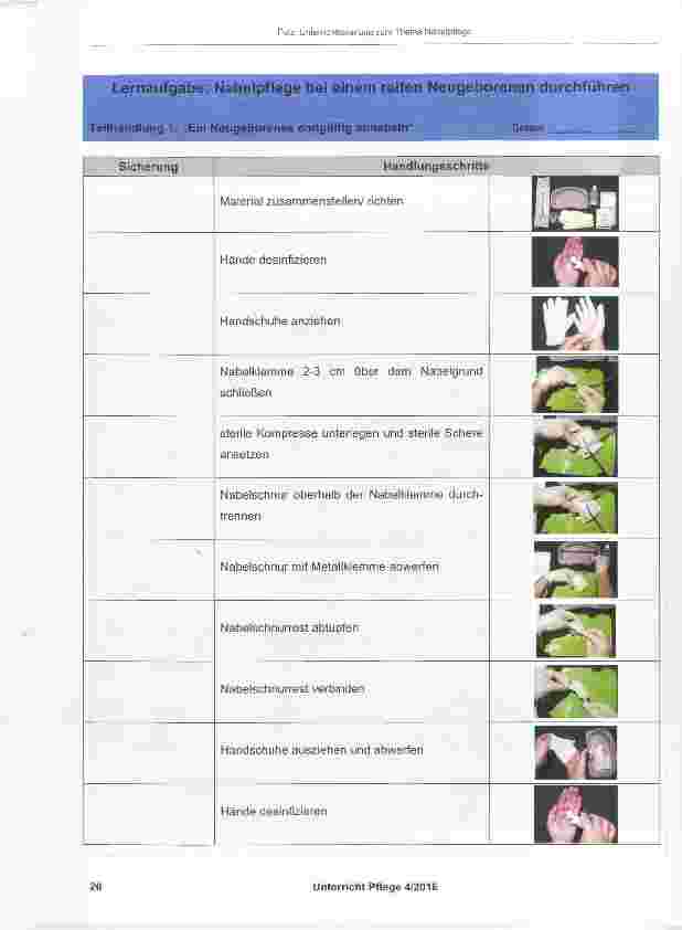 Vorschauseite 5: Unterrichtsentwurf zum Thema: Nabelpflege bei einem reifen Neugeborenen durchführen
