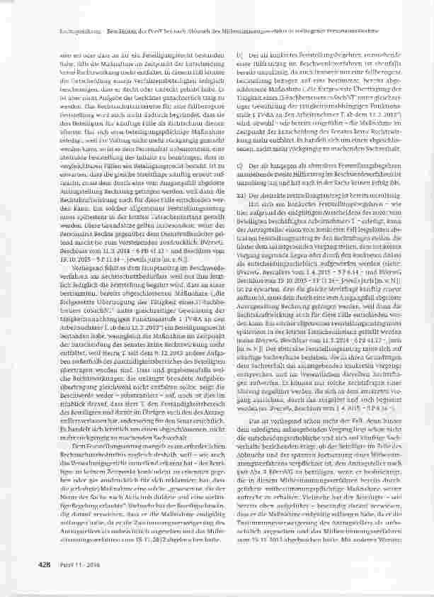 Vorschauseite 3: Beteiligung der Personalvertretung bei nach Abbruch des Mitbestimmungsverfahrens vollzogener Personalmaßnahme