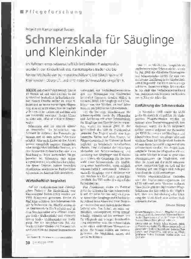 Vorschauseite 1: Schmerzskala für Säuglinge und Kleinkinder