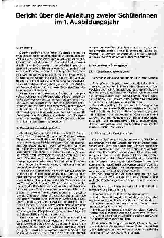 Vorschauseite 1: Bericht über die Anleitung zweier Schülerinnen im 1. Ausbildungsjahr
