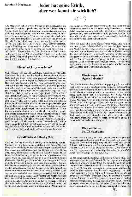 Vorschauseite 1: Jeder hat seine Ethik, aber wer kennt sie wirklich?