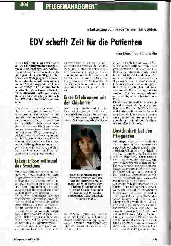 Vorschauseite 1: EDV schafft Zeit für die Patienten