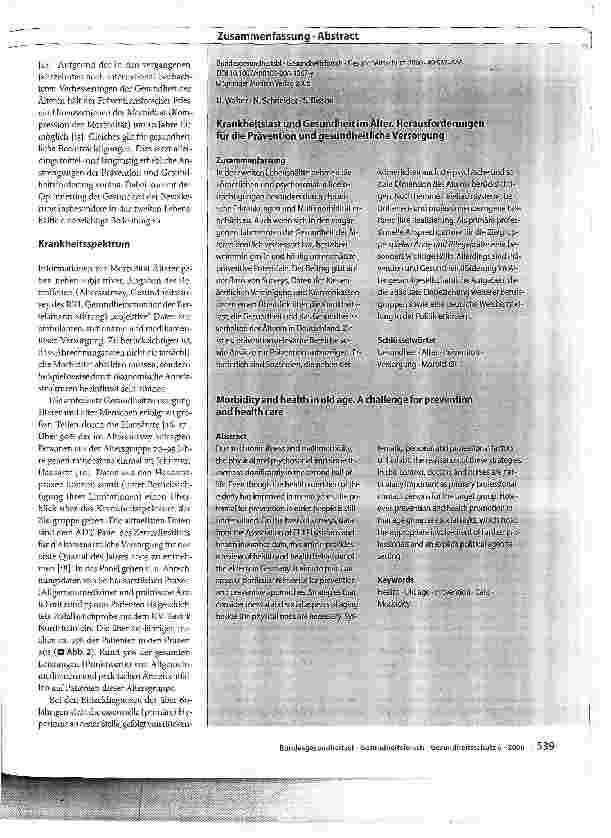 Vorschauseite 3: Krankheitslast und Gesundheit im AlterHerausforderungen für die Prävention und gesundheitliche Versorgung