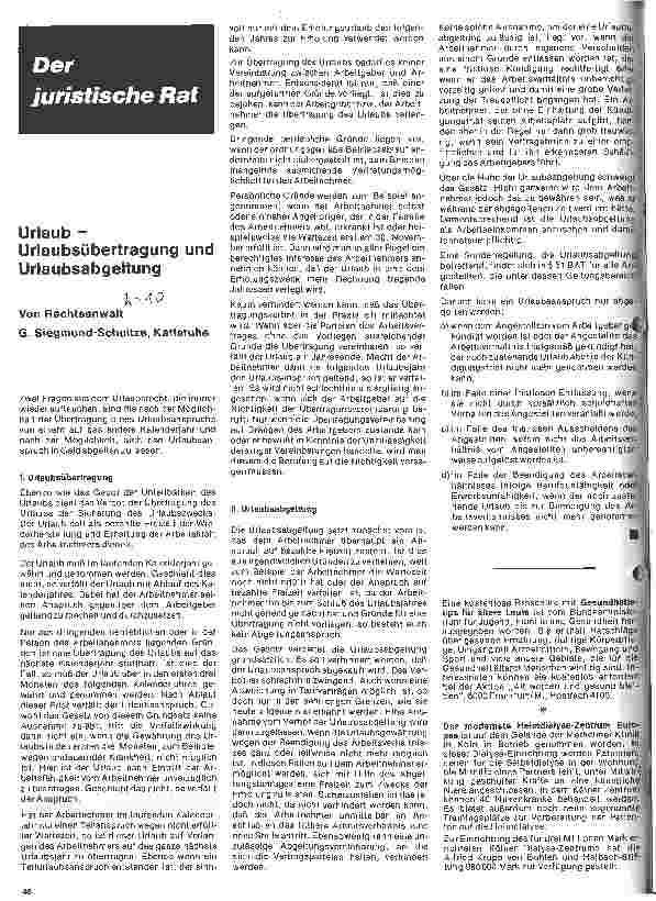 Vorschauseite 1: Urlaub - Urlaubsübertragung und Urlaubsabgeltung