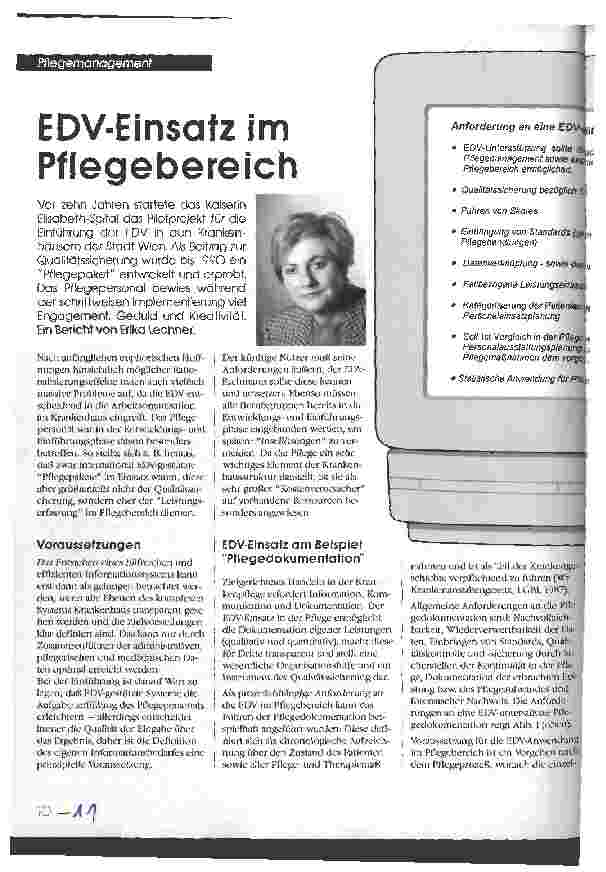 Vorschauseite 1: EDV-Einsatz im Pflegebereich